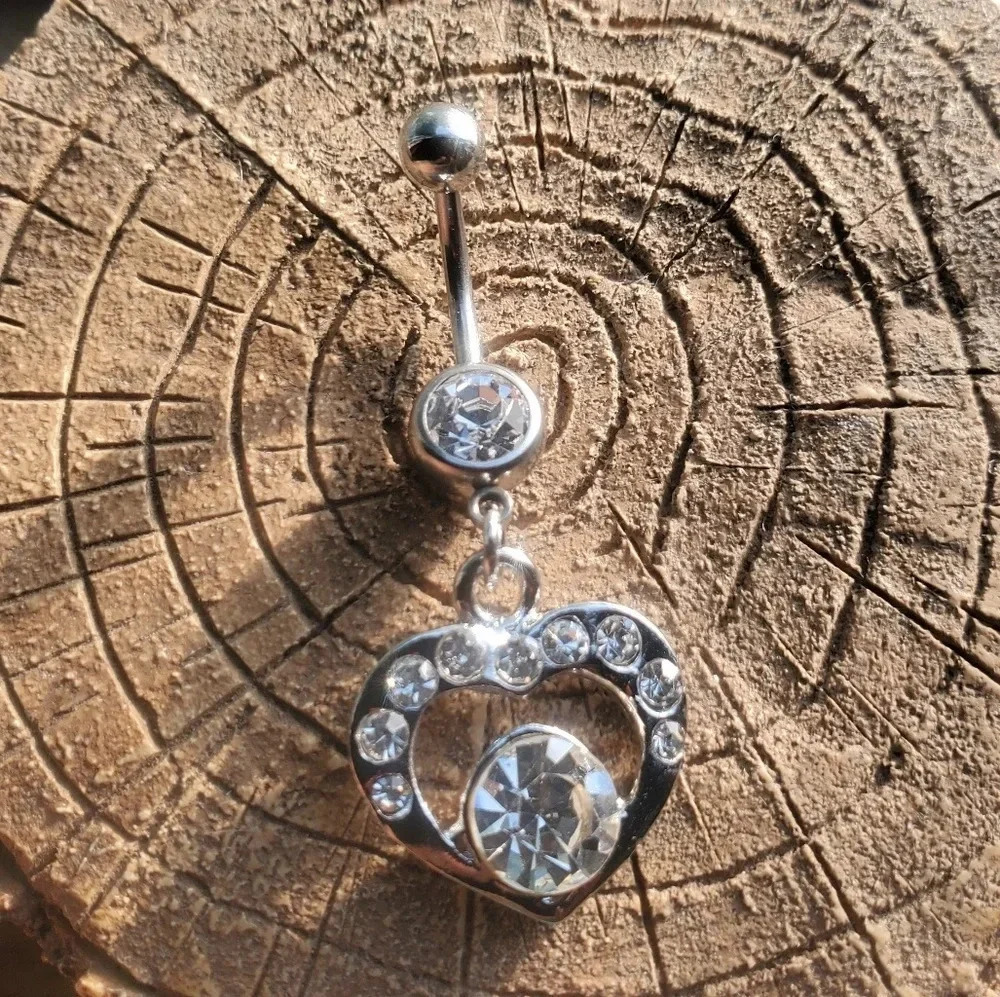 COPY - Clear heart belly ring